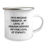 Funny Massage Therapist Gifts from Friends for Christmas - Sarcasm Humor Camping Mug - Image 2